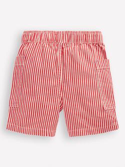 Mini Boden Kids' Cotton Pocket Shorts, Red Ticking - view 2, Red Ticking