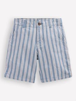 Mini Boden Kids' Smart Shorts, Light Blue Stripe, Light Blue Stripe