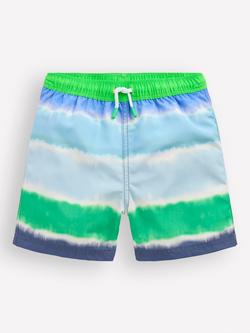 Mini Boden Kids' Stripe Swim Shorts, Blue Tie Dye