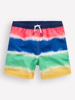 Mini Boden Kids' Stripe Swim Shorts, Rainbow Tie Dye