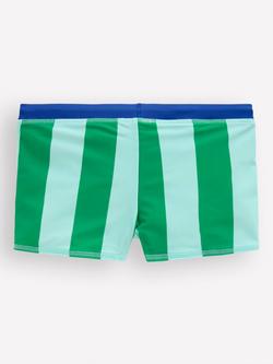 Mini Boden Kids' Swim Shorts, Blue/Green Stripe - view 2, Blue/Green Stripe
