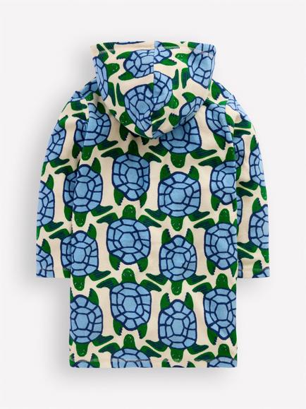 Mini Boden Kids' Romie Towelling Hoodie, Calico White Turtles - view 2, Calico White Turtles
