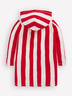 Mini Boden Kids' Zip Up Towelling Robe, Red Stripe - view 2, Red Stripe