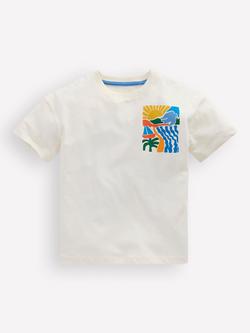Mini Boden Kids' Cotton Front & Back Graphic T-Shirt, Coconut Sun Scape, Coconut Sun Scape