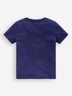 Mini Boden Kids' Glow Superstitch Spaceman T-Shirt, Medieval Blue - view 2, Medieval Blue