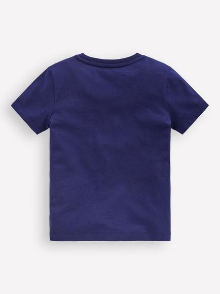 Mini Boden Kids' Glow Superstitch Spaceman T-Shirt, Medieval Blue - view 2, Medieval Blue