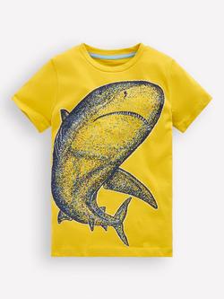 Mini Boden Kids' Cotton Glow-in-the-Dark T-Shirt, Passionfruit Shark, Passionfruit Shark