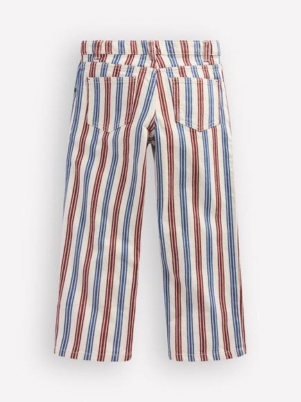 Mini Boden Kids' Relaxed Fit Straight Leg Jeans, Blue Red Stripe - view 2, Blue Red Stripe