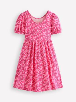 Mini Boden Kids' Ballerina Cotton Jersey Dress, Pink Bows - view 2, Pink Bows