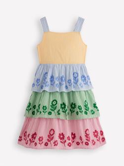 Mini Boden Kids' Cotton Embroidered Sundress, Hotchpotch Stripe, Hotchpotch Stripe