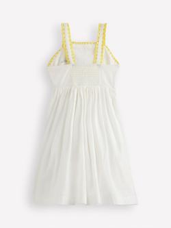 Mini Boden Kids' Cotton Embroidered Sundress, Ivory Outdoor Scene - view 2, Ivory Outdoor Scene