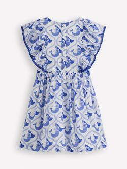 Mini Boden Kids' Cotton Wing Sleeve Dress, Ivory Mermaid Toile - view 2, Ivory Mermaid Toile
