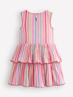 Mini Boden Kids' Sleeveless Tiered Jersey Dress, Pink Stripe - view 2, Pink Stripe