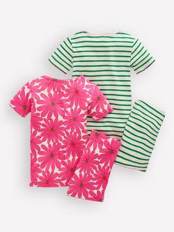 Mini Boden Kids' Short Pyjama Set, Pack of 2, Pink Flower - view 2, Pink Flower