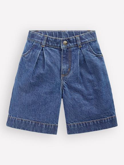 Mini Boden Kids' Long Denim Shorts, Mid Vintage Blue, Mid Vintage Blue