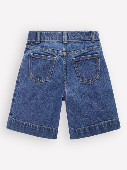 Mini Boden Kids' Long Denim Shorts, Mid Vintage Blue - view 2, Mid Vintage Blue
