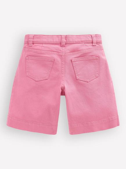 Mini Boden Kids' Long Denim Shorts, Bubblegum Pink - view 2, Bubblegum Pink