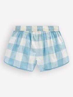Mini Boden Kids' Cotton Pull-On Shorts, Blue Gingham - view 2, Blue Gingham