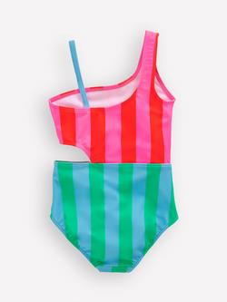 Mini Boden Kids' Cut Out Swimsuit, Multi Stripe - view 2, Multi Stripe