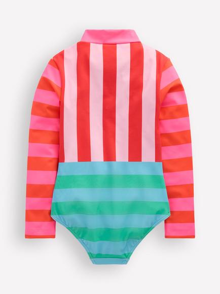 Mini Boden Stripe Long-Sleeve Swimsuit, Multi Hotchpotch - view 2, Multi Hotchpotch
