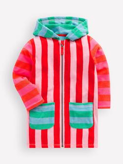 Mini Boden Kids' Romie Zip Up Towelling Top, Multi Stripe, Multi Stripe