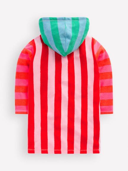 Mini Boden Kids' Romie Zip Up Towelling Top, Multi Stripe - view 2, Multi Stripe