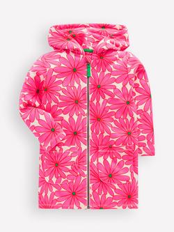 Mini Boden Kids' Romie Towelling Hoodie, Pink Giant Daisy, Pink Giant Daisy