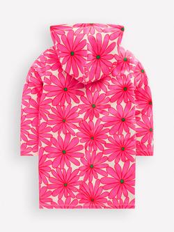 Mini Boden Kids' Romie Towelling Hoodie, Pink Giant Daisy - view 2, Pink Giant Daisy