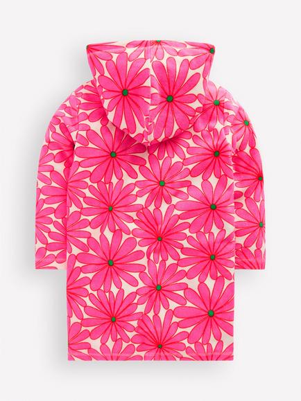 Mini Boden Kids' Romie Towelling Hoodie, Pink Giant Daisy - view 2, Pink Giant Daisy