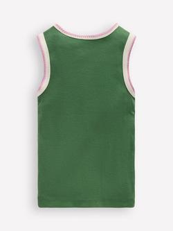 Mini Boden Kids' Cotton Rib Crochet Trim Vest - view 2, Willow Green