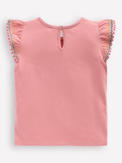 Mini Boden Kids' Flutter Sleeve T-Shirt, Almond Pink - view 2, Almond Pink