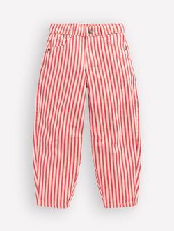 Mini Boden Kids' Barrel Leg Jeans, Red Tram Stripe, Red Tram Stripe