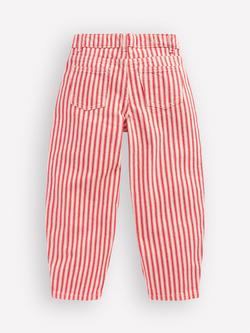 Mini Boden Kids' Barrel Leg Jeans, Red Tram Stripe - view 2, Red Tram Stripe