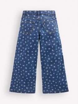 Mini Boden Kids' Wide Leg Jeans, Denim Floral - view 2, Denim Floral