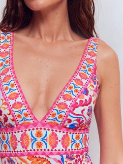 Boden Porto V-Neck Floral Swimsuit, Pink - view 2, Pink