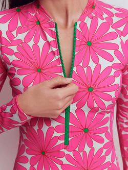 Boden Daisy Blossom Long Sleeve Swimsuit, Pink - view 2, Pink
