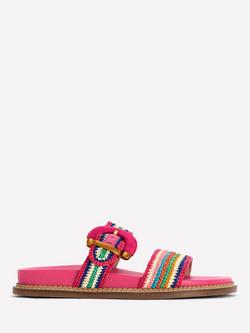 Boden Caryl Raffia Double Strap Slider Sandals, Multi, Multi