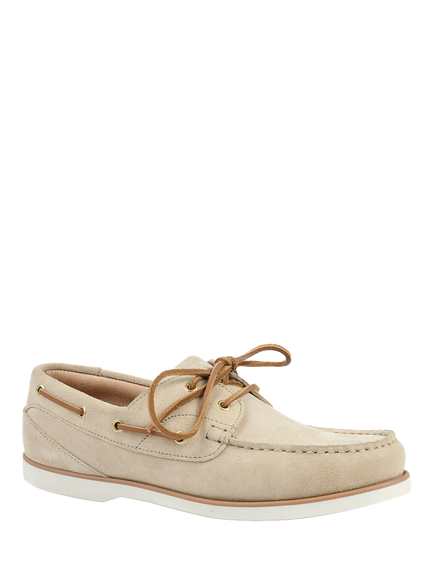 Jones Bootmaker Parsons Suede Boat Shoes, Beige - view 2, Beige