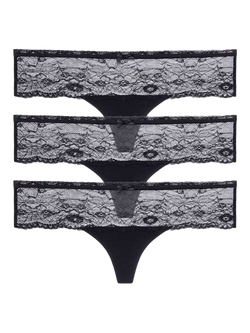 Dorina Nina Lace Thong, Pack of 3, Black, Black