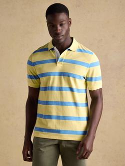 Joules Woody Cotton Regular Fit Short Sleeve Polo Shirt, Yellow/Blue, Yellow/Blue