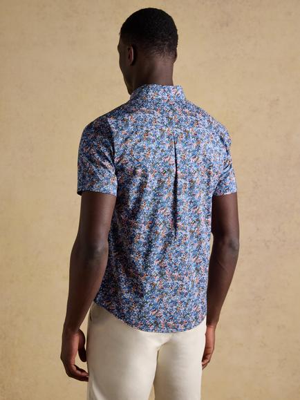Joules Cotton Regular Fit Floral Shirt, Multi - view 2, Multi