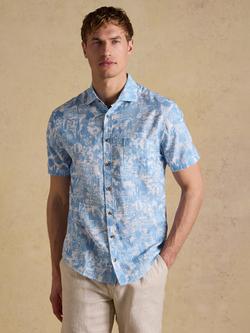 Joule Linen Blend Toile Short Sleeve Shirt, Blue, Blue