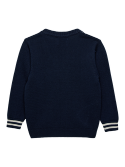 Trotters Baby Knitted Anchor Cardigan, Navy - view 2, Navy