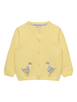 Trotters Baby Liberty Print Duck Cardigan, Lemon, Lemon/Emma Geor