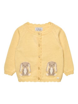 Trotters Baby Bunny Button Down Cardigan, Yellow, Yellow