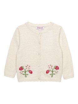 Trotters Baby Strawberry Button Down Cardigan, Winter White, Winter White