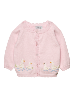 Trotters Baby Duck Scalloped Edge Cardigan, Pale Pink, Pale Pink