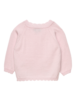 Trotters Baby Duck Scalloped Edge Cardigan, Pale Pink - view 2, Pale Pink