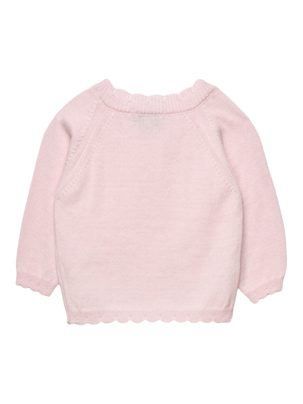 Trotters Baby Duck Scalloped Edge Cardigan, Pale Pink - view 2, Pale Pink