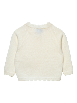 Trotters Baby Heart Scalloped Cardigan, Off White - view 2, Off White